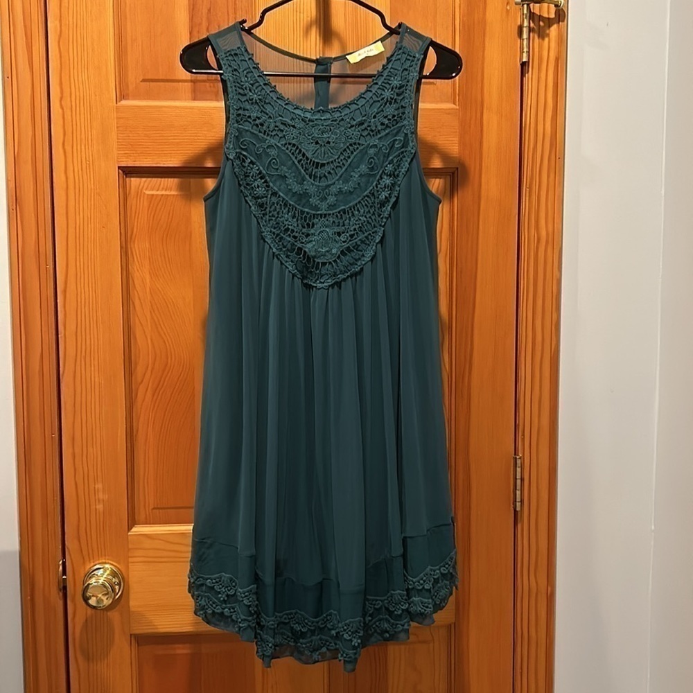 Altar’d State Charlotte Dress in Turquoise Sleeveless Stretch Lace Size Medium - Picture 3 of 8